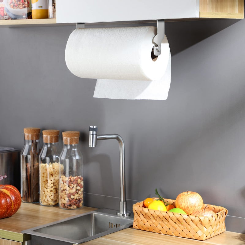 ZUNTO Paper Towel Holder Cabinet Door or Under Cabinet  Self Adhesive Big Roll Holder Wall Mount  Stainless Steel - Image 5